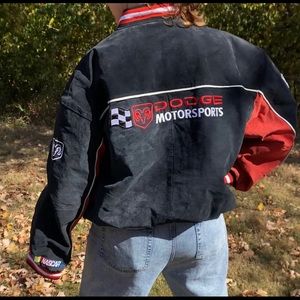 COPY - NASCAR Racing Jacket - Unisex Suede Moto Dodge Coat